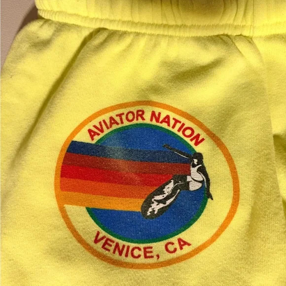 Aviator Nation Logo Sweatpants | Size Small | Lime Green | Made in USA - Picture 3 of 5